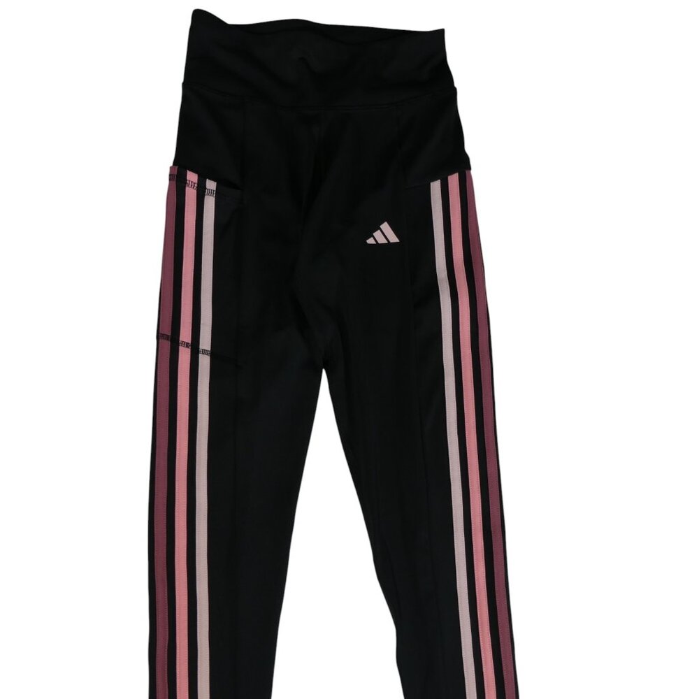 Adidas Girls Tights Size L (14) Black Pink‎ Logo Leggings Style AK4932 AK04